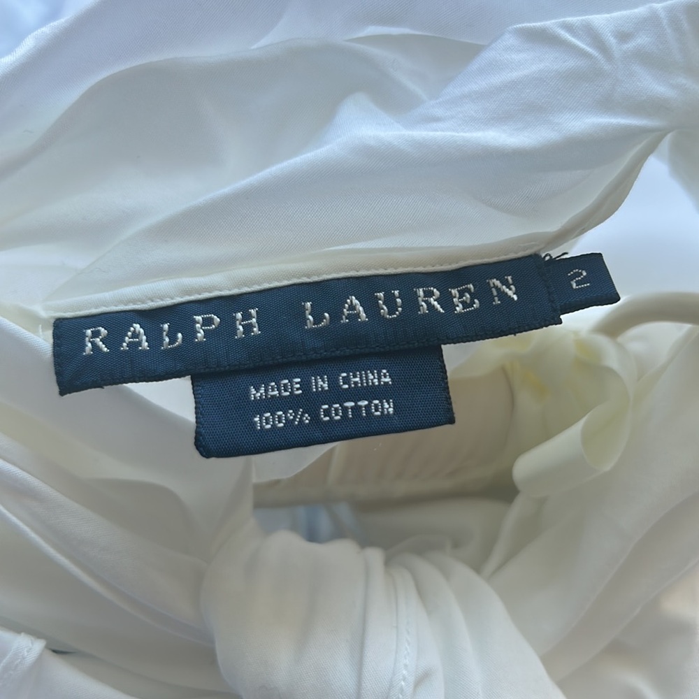 Ralph Lauren Blue Label White Bow Tie Short Sleeve Blouse - Picture 10 of 11